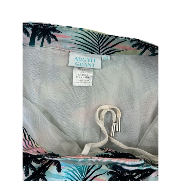 Argyle Grant Men Palm Tree Lined Swim Trunks Sz 30 - Picture 3 of 5
